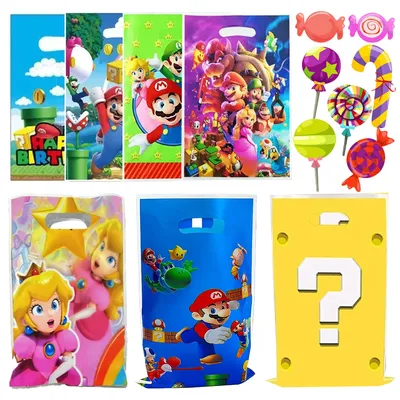 Super Bros Gift Bag Birthday Party Decor Marios Plastic Candy Box Peach Princess Baby Shower