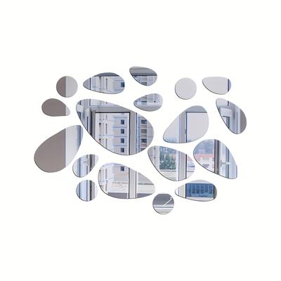TEMU 20pcs Pebble Shape Wall Sticker Acrylic 3d Mirror Self-adhesive Wall Sticker Suitable For Diy Living Room, Bedroom, Bathroom, Dormitory, Home Decoration Image