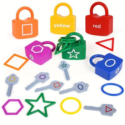 TEMU Shape Sorting Matching Learning Locks Toys, Toddler Montessori Educational Toy Geometric Shape Matching Recognition Color Sorting Toy Set, (shape Matching) Christmas, Gift