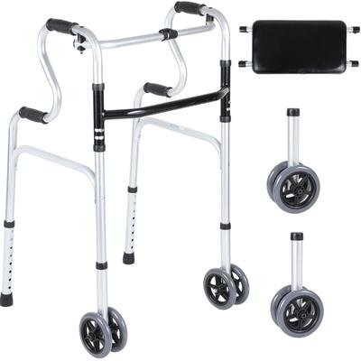 Alu Rollator klappbar, Gehhilfe Gehwagen Laufhilfe aus Alu, Höhenverstellbar, mit Sitz, 4-Räder, Image