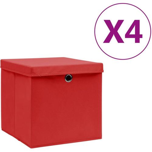 Maison Chic - 4 Stk. Aufbewahrungsboxen,Werkzeugaufbewahrung,Lagerbox mit Deckeln 28x28x28 cm Rot