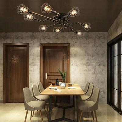 Gojoy - 8-flammig Vintage Industrielampe Metall Deckenlampe Wasserrohr Deckenleuchte E27, loft Stil Image