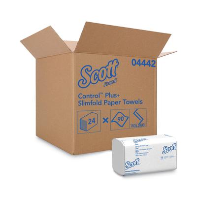 Scott® Control Hand Towels Slimfold (04442) with Fast-Drying Absorbency Pockets, White, 90 Towels / Clip, 24 Packs / Case - Case of 2160