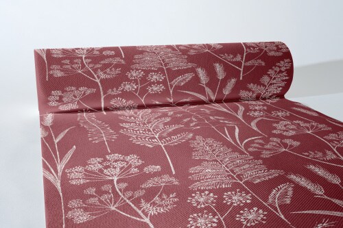 Airlaid Tischläufer Benjamin in Bordeaux, 40 cm x 24 m , 1 Stück - Mank - Herbstdesign Sträucher Gräser Image