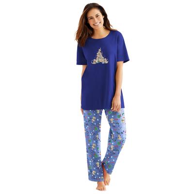 Plus Size Women's Graphic Tee PJ Set by Dreams & Co. in Evening Blue Golden Retriever (Size 5X) Pajamas