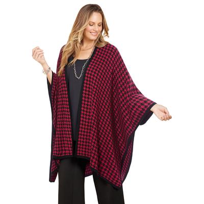 Plus Size Women's Liz&Me® Shawl by Liz&Me in Red Houndstooth (Size 2X/3X)