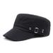 TEMU Spring And Summer Men's Flat Top Hat, Solid Color Cotton Flat Top Baseball Hat With Side Buckle