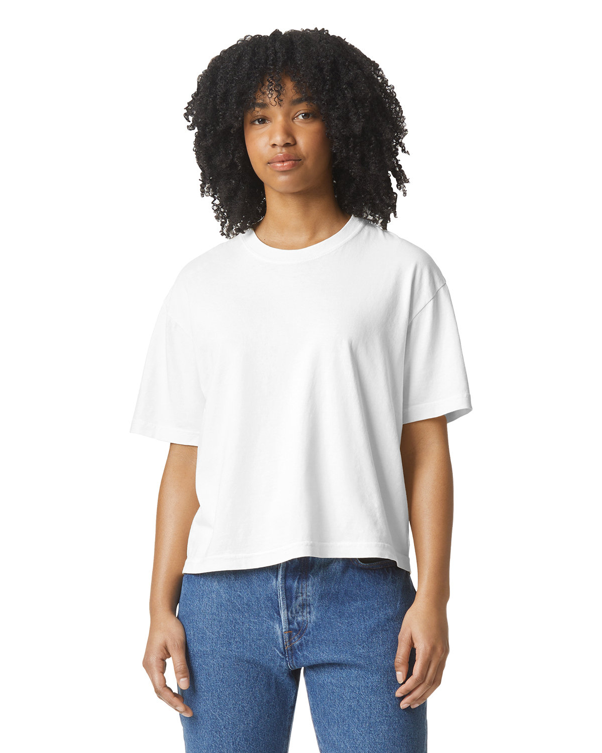 Comfort Colors 3023CL Women's Heavyweight Cropped T-Shirt in White size Large | Ringspun Cotton