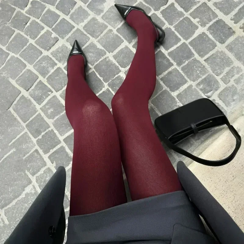 Talenza Collant da donna Calze sottili Collant Super elastico Leggings di grandi dimensioni Collant sexy da donna rossi Primavera Autunno Inverno