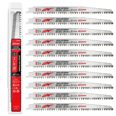 10PCS 9 Inch Wood Pruning Reciprocating Saw Blades, 225mm Fleam Ground Teeth Pruning Saw Blades for Tree Trimming, Wood Cutting