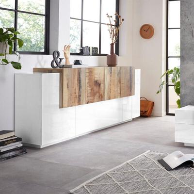 Ahd Amazing Home Design - Design Wohnzimmer Sideboard 200cm glänzend weiß Holz Neu Coro Kommode