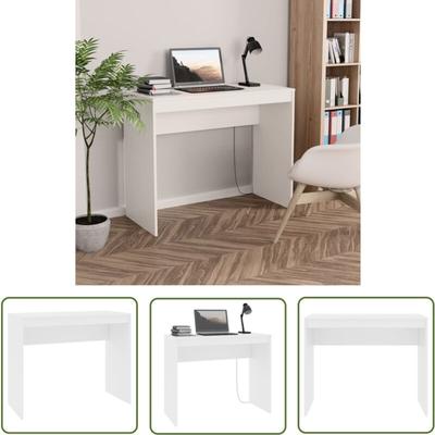 Longziming - The Living Store Schreibtisch Weiß 90×40×72 cm Holzwerkstoff - Schreibtisch - Weißer Image