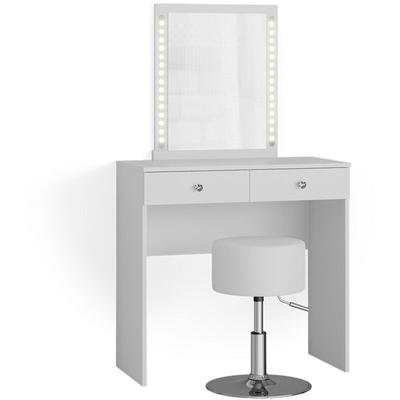 Schminktisch Elara, Weiß, 80 cm mit LED Beleuchtung und Hocker, Vicco Image