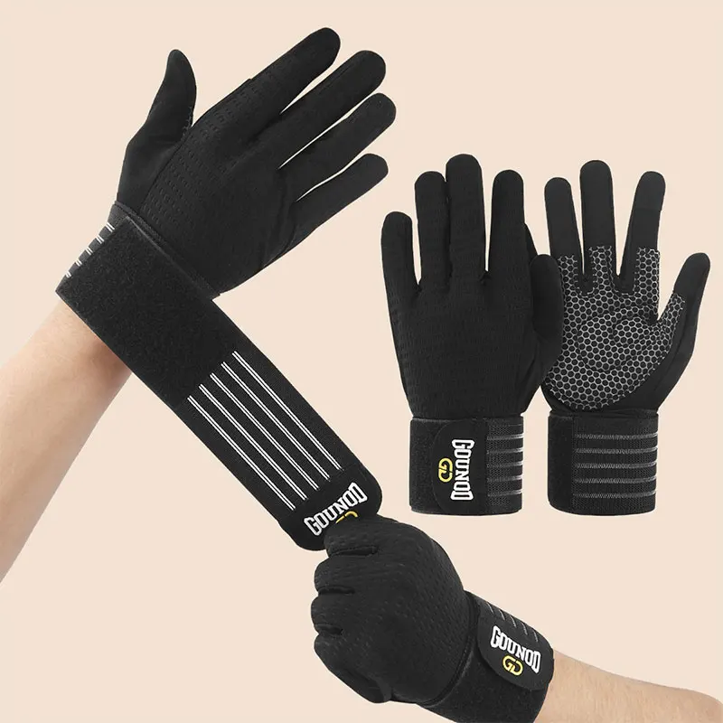 Gants de Fitness à doigts complets, 2 pièces, bracelets de sport respirants, équipement d'haltères résistant à l'usure, gants de sport en fer d'haltérophilie