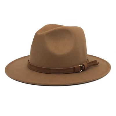 Flat Brim Wool Leather Ribbon Solid Fedoras Women Men Jazz Hat Spring Autumn Church Viking British Felt Hat Outdoor Casual Hat