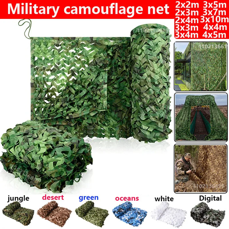 2x2m3x3m4x5m military camouflage net garten armee camouflage net jagd camouflage net auto zelt weiß grün dschungel ozean wüste Image