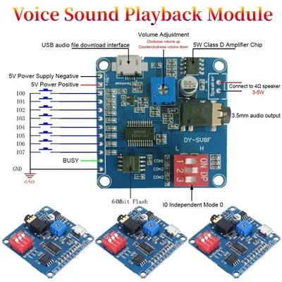Sprach wiedergabe modul Arduino MP3-Player-Modul uart i/o Trigger Klasse d Verstärker platine 5w 8m Image