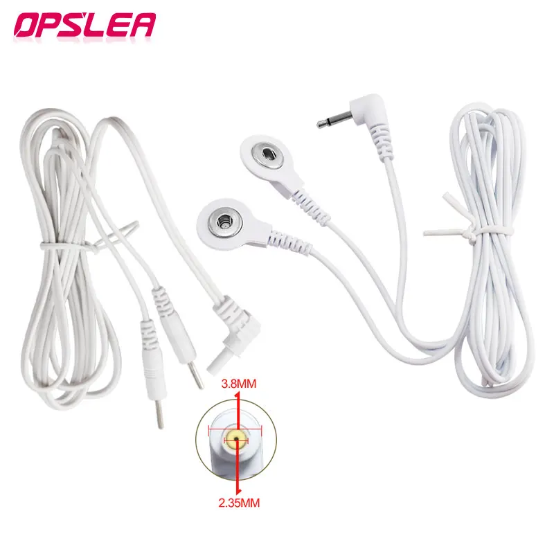 2-Wege-2, 5-mm-Knopf-Kupfer-Elektrokabel für Zehner-Massage geräte Elektrische Muskelstimulator-Elektroden pads Elektroden kabel Image