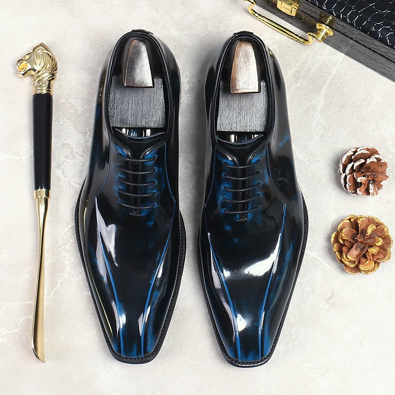 Mens Hochzeit Oxford Herren Party Kleid Schuhe Aus Echtem Patent Leder Casual Spitz Formale Schuhe Für Männer