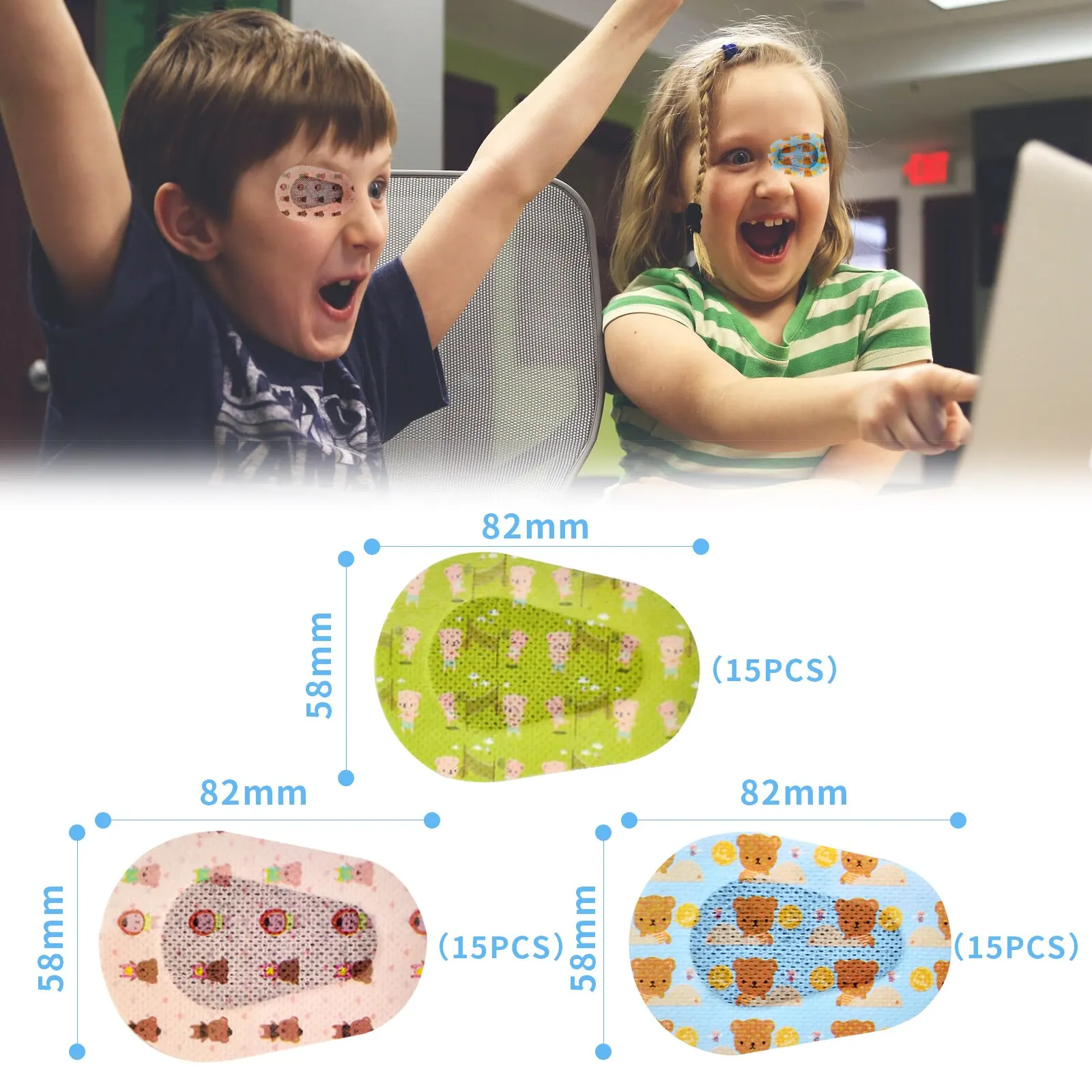 45 Stück Cartoon Amblyopie Augenklappen für Kinder Mädchen Jungen schützen Sehkraft Amblyopie Training Ortho ptik korrigiert Eye shade Eye Pat Image