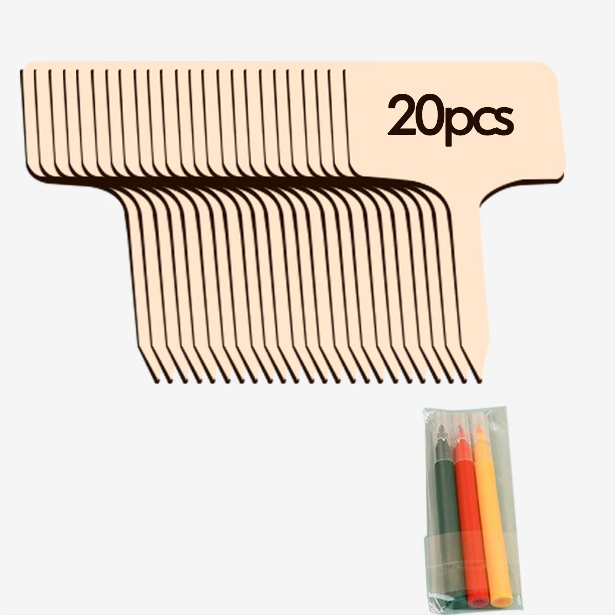 20 stücke Holz pflanze Etiketten T-Typ Marker Holz pflanze Zeichen Tags Garten Marker für Samen Topf Kräuter Blumen Gemüse Wohnkultur Image
