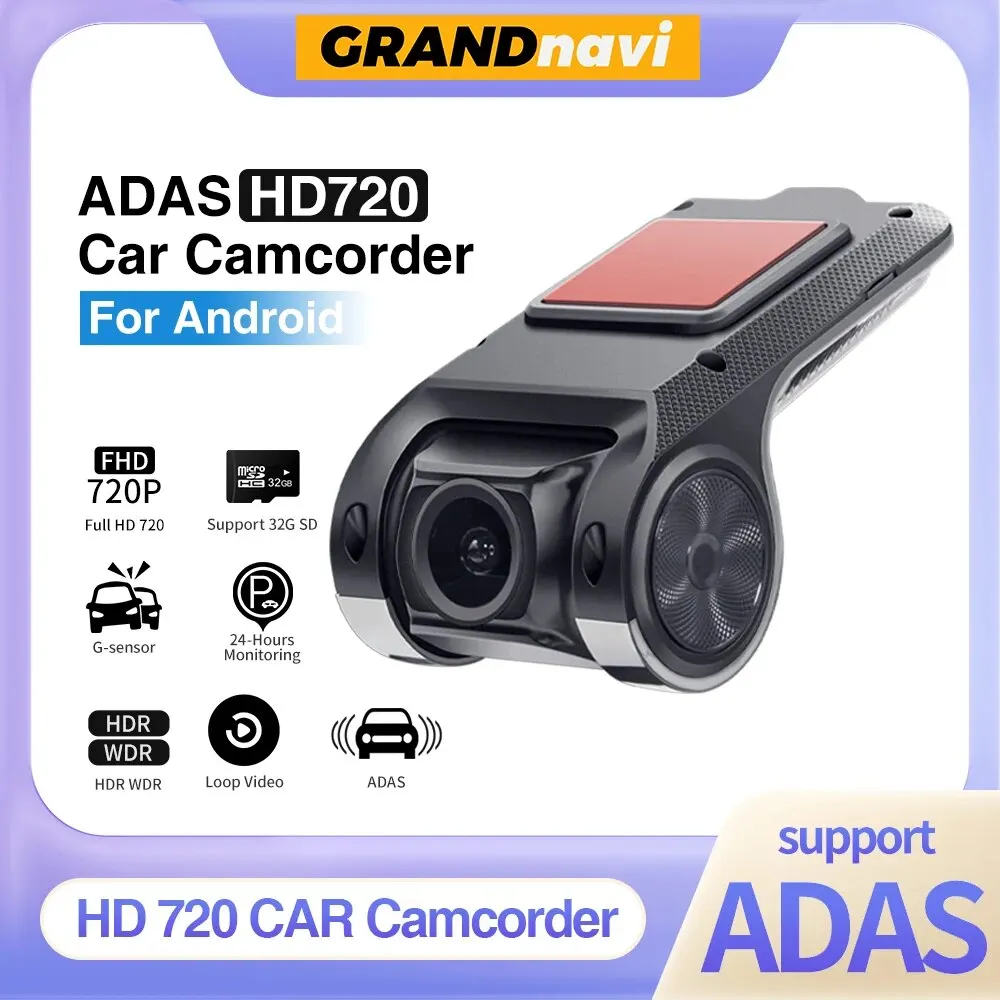 Grandnavi HD Auto DVR Dash Cam ADAS Video 720P USB TF Karte 16G/32G Auto Recorder für Android Auto Radio Player Voice Alarm