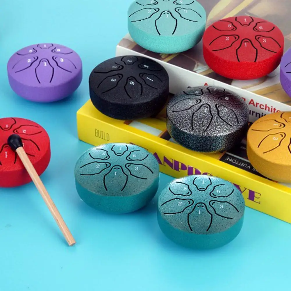 3 Zoll 6-Ton Stahl Zunge Trommel Mini Hand Pan Trommeln mit Drumsticks Percussion Musikinstrumente Trommel Zubehör Image