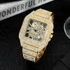Platz Voller Diamanten Uhren Für Männer Luxus Mode Eis Aus Bling Skeleton Uhr Hip Hop Shiny Silber Wasserdichte Uhr Heißer Verkauf