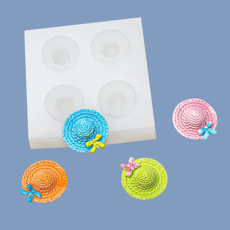 1 Stück, vier verbundene drei dimensionale Strohhut, Zucker kippende Kuchen form, Silikon form, trockene Perth Schokoladen dekoration ba Image