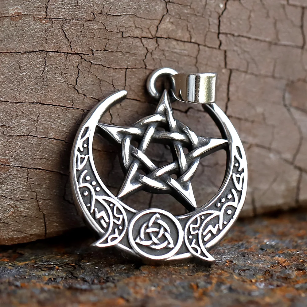 2024 Wikinger Hexe Keltisches Kreuz Mit Knoten Anhänger Halskette Rune 316L Edelstahl Männer Kette Odin Gothic Amulett Schmuck Geschenke Image