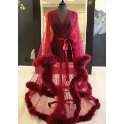 Sexy schiere Boudoir Dessous lange Robe mit marabou Federn, Tüll Mantel Image