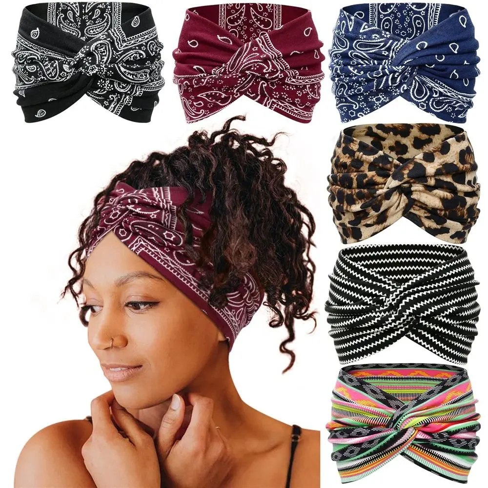 Extra großes Turban-Workout-Stirnband, breite Stirnbänder für Damen, modische Yoga-Haarbänder, Boho-Twisted-dicker Haarschmuck Image