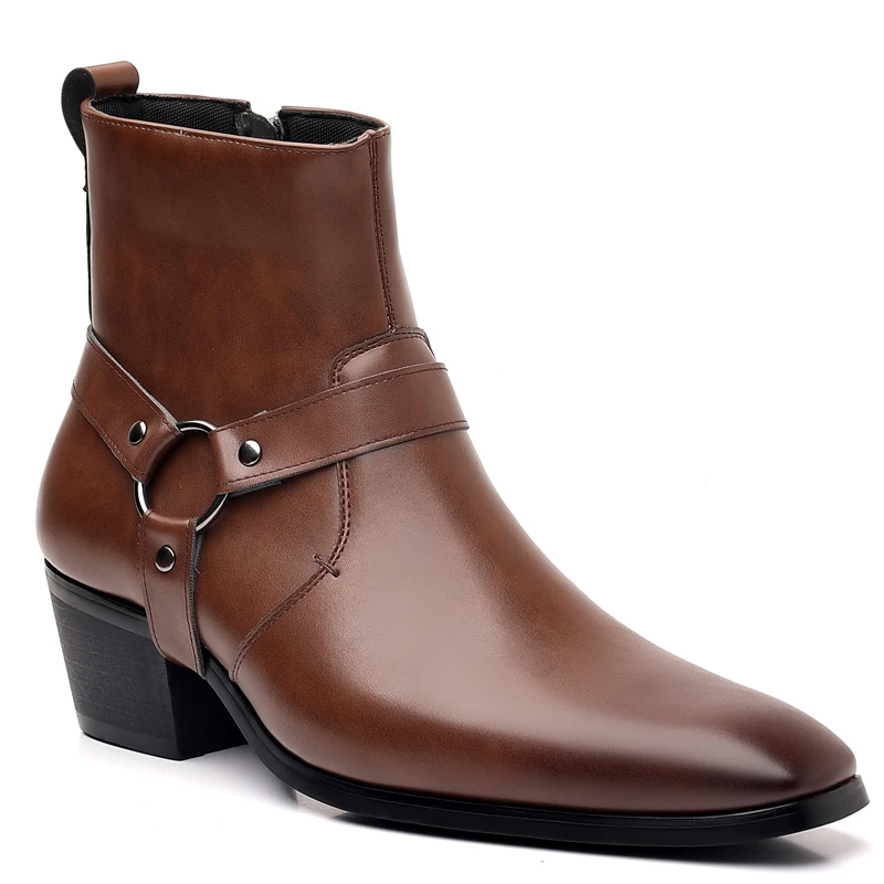 Mann Chelsea Stiefeletten lässig Lederschuhe Western Cowboy Stiefel schwarz braun Reiß verschluss Hochzeit Büro Kleid Schuhe Männer Motorrad Stiefel