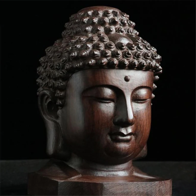 Kreative neue Buddha-Statue Holz Sakyamuni Tath agata Figur Indien Buddha Kopf Statue Handwerk dekorative Ornament Image
