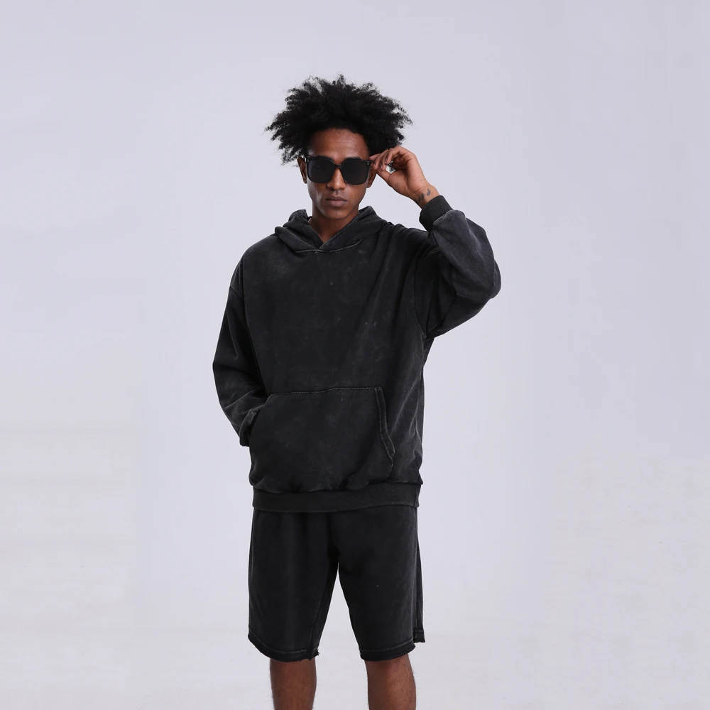 Einfarbige Vintage gewaschene Hoodies Pullover lässig 100% Baumwolle Hip Hop Herren und Damen Retro Kapuzen pullover