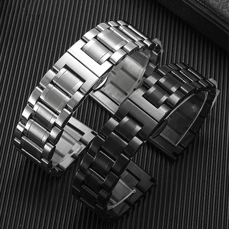 Gebogenes Edelstahlarmband 20 22 mm solide Schmetterlingsschnalle Zubehör Universal Smart Watch Armband für Samsung Huawei Huami Image