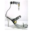Silber Schloss Dekor hohle Sandalen dünne High Heel Schnalle Mode sexy coole Sommer große Größe Frau Schuhe Zapatillas Mujer