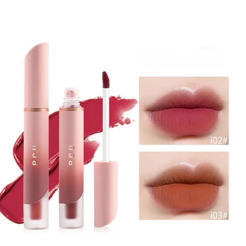 Samt Matte Feuchtigkeitsspendende Lip Schlamm Seidig-glatt Wasserdicht Dauerhafte Lippenstift Milch Creme Antihaft Tasse Lip Glasur Make-Up kosmetik Image