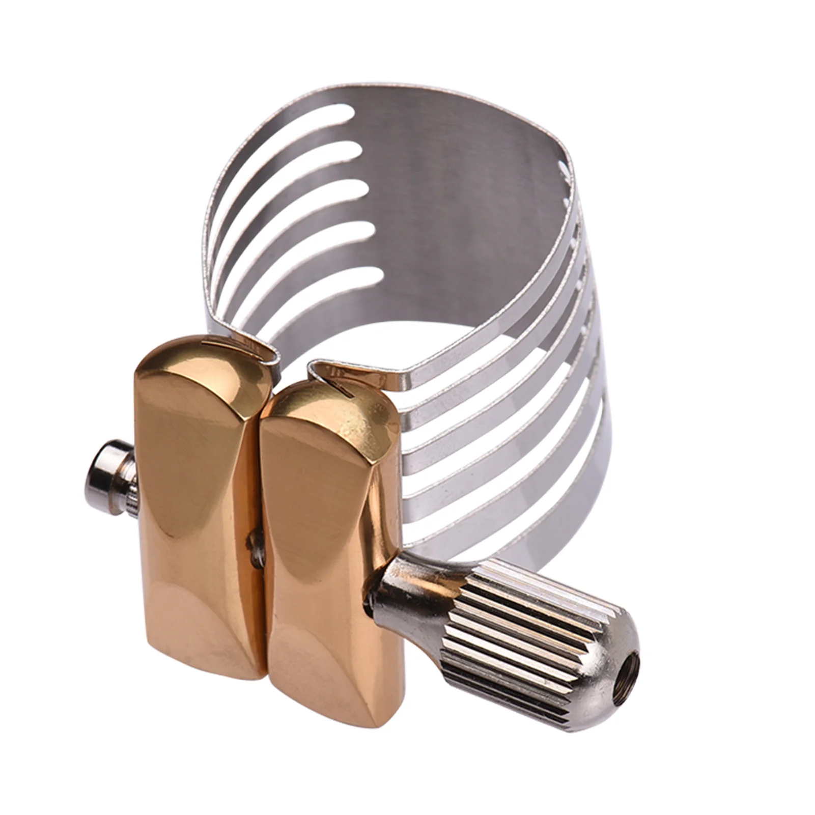 Einzels ch rauben verstellung Saxophon ligatur Kompakte, haltbare Sax ligatur für Altsaxophon-Kunststoff/Hartgummi-Mundstück Image