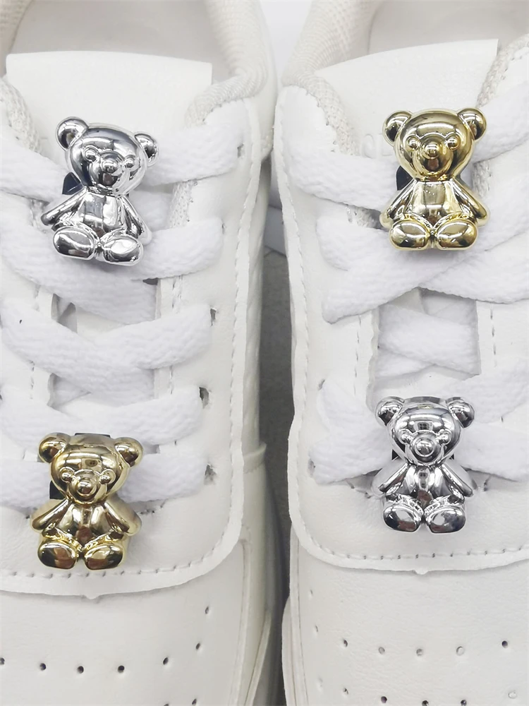 2/4pcs abs Schuh Spitze Charms Dekorationen DIY Frauen Sneaker Schnürsenkel Clips Zubehör Schnalle Gold Bär Dekor Stifte für Weihnachten Halloween