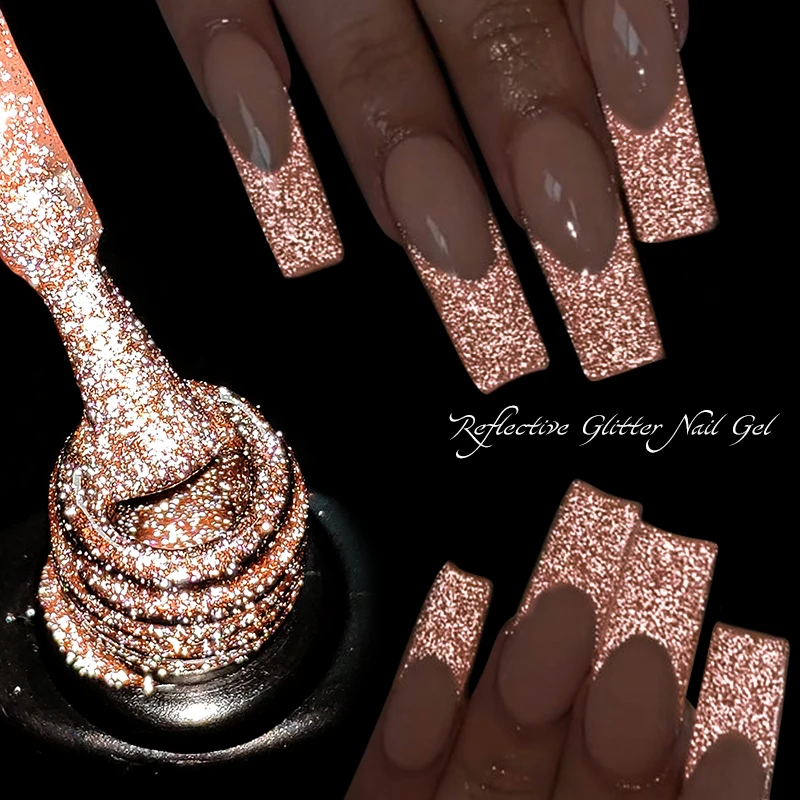MEET ACROSS 7ML Reflektierender Glitzer-Gel-Nagellack, auffälliger Effekt, semipermanenter Soak Off UV-Gel-Nagellack für die Maniküre Image