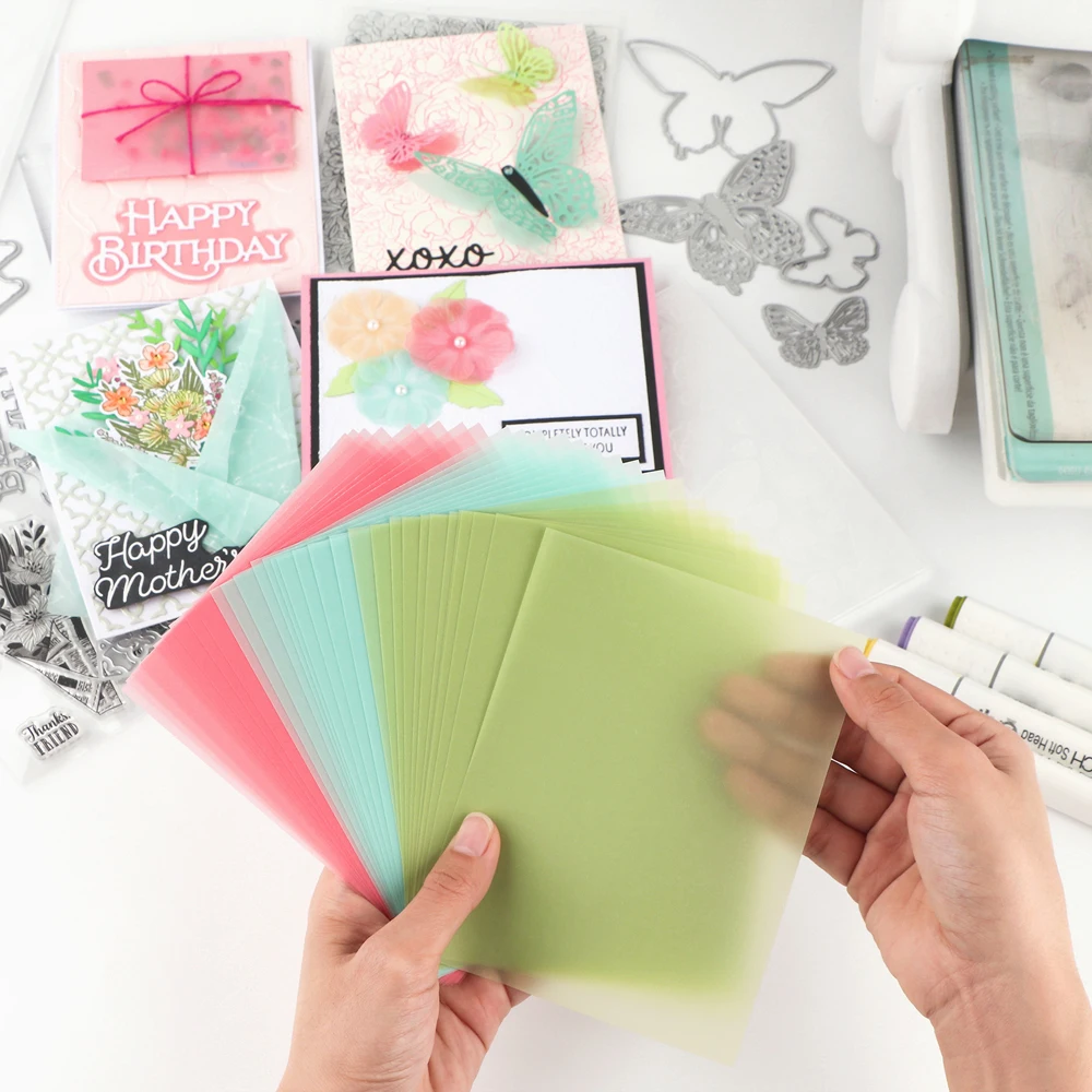 30 Stück hitze beständiges durchscheinen des Transparentpapier farbig gefroste tes glattes Pergament papier durchsichtiges Papier zum Drucken von Zeichnungen Image