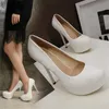 Große Größe 35-47 Weiches Leder Sexy Plattform Frauen Pumpen 14CM Super High Heel Runde Kappe Flache Dame büro Schuhe Party Schwarz Weiß