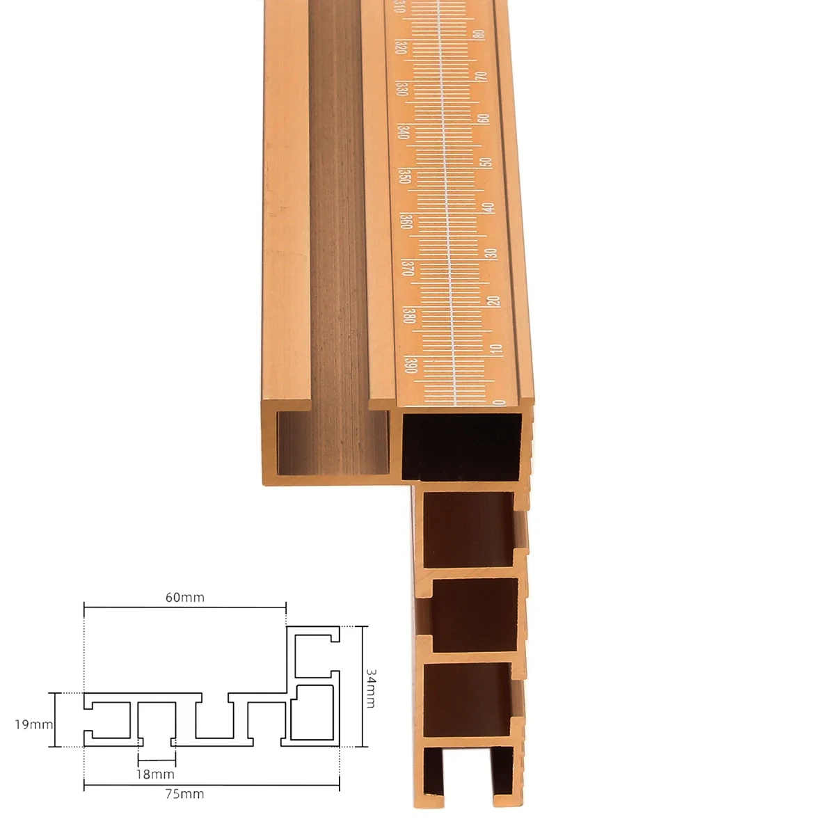 75 Typ Aluminium Profil Router Zaun mit Laser-Skala T-Spur Tisch Säge Zaun Holz bearbeitung T-Schlitz Gehrung Spur Zaun Stopper Image