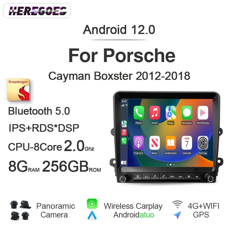 Wireless Carplay Auto Android 13 Autoradio GPS-Player Navigation Autoradio Bluetooth WiFi für Porsche Cayman Boxster 718 911 987 Image