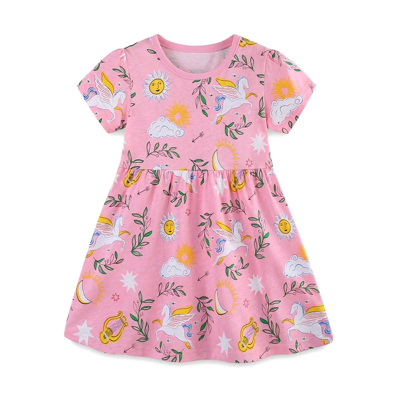 2-7t Einhorn Print Kurzarm Baby Prinzessin Kleider Sommer Mädchen Party kleid Kinder Kleidung Kleinkind Kleider Image