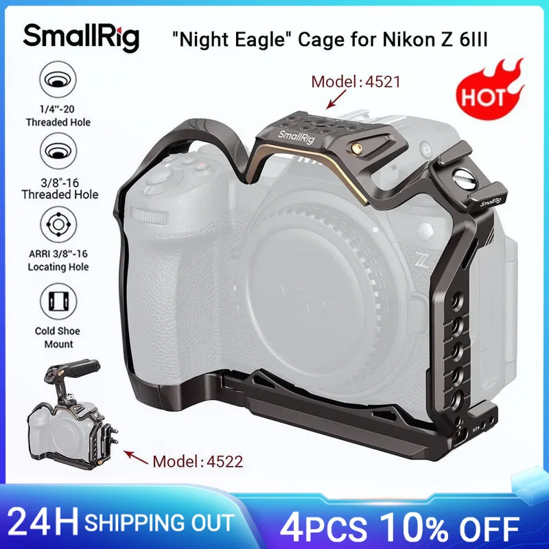 SmallRig Night Eagle Z6III Kamerakäfig für Nikon Z6 III mit Schnellwechselplatte für Arca-Swiss, mit Kaltschuh für Mikrofon und Licht 4521 Image