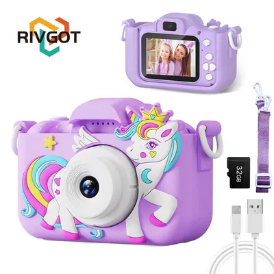 Kinder Kamera Spielzeug für Jungen Mädchen Selfie HD Digital Video stoß feste Camcorder Weihnachten Geburtstag Mädchen 32GB Karte enthalten