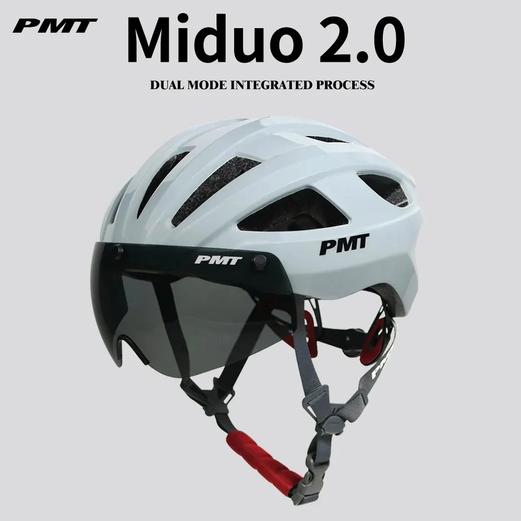 Pmt miduo 2,0 Fahrrad helm ultraleichter Rennhut atmungsaktiv bequemes Radfahren mit magnetischen wind dichten Linsen Schutzhelm Image
