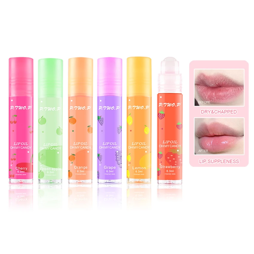 P.TWO.P Fruit Roll-On Lippenbalsam Makeup Strawberry Primer Feuchtigkeitsspendendes transparentes Lippenöl Langanhaltender feuchtigkeitsspendender Reparatur-Lipgloss Image